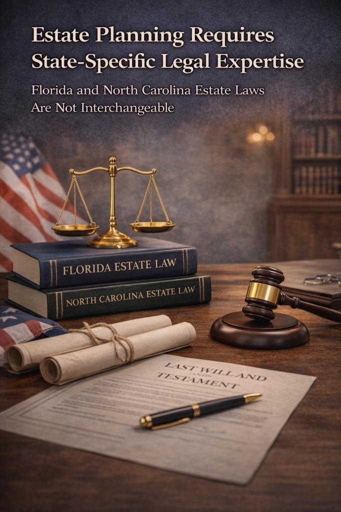 Estate Planning Requires State-Specific Legal Expertise Florida and North Carolina Estate Laws Are Not Interchangeable